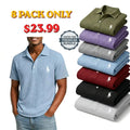 Men's Waffle Polo Shirts Textured Casual Business Turndown Short Sleeve