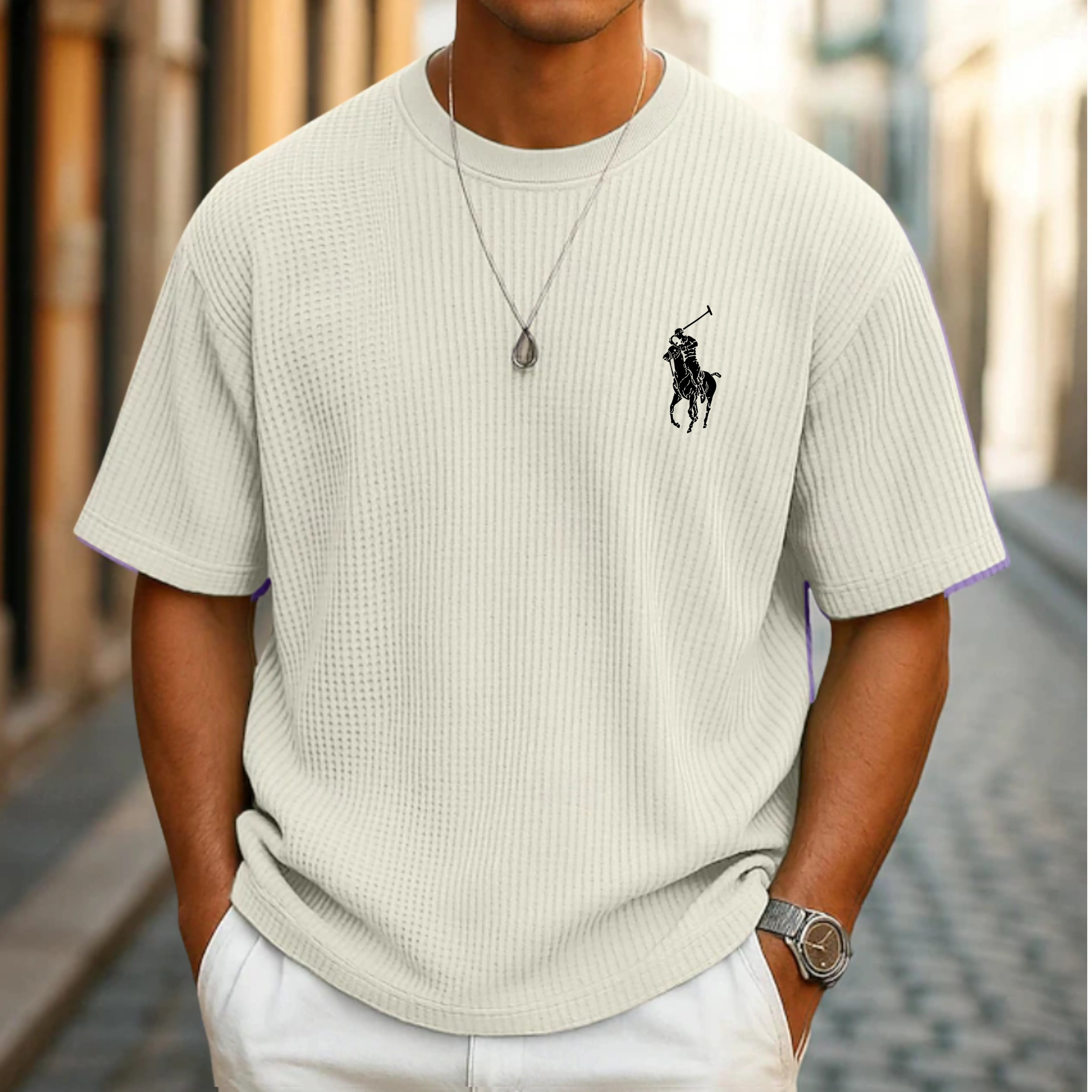 Men's Waffle T-shirt Tee Top Short Sleeve Crew Neck Summer