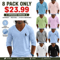 Men's Tee Top Linen T-Shirt Long Sleeve V Neck Summer Spring Spring & Summer Solid Color