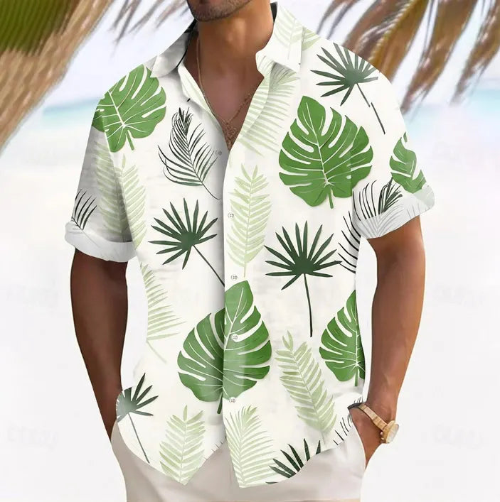 Men's beach shirt, button-up, casual holiday wear, spring and summer clothing