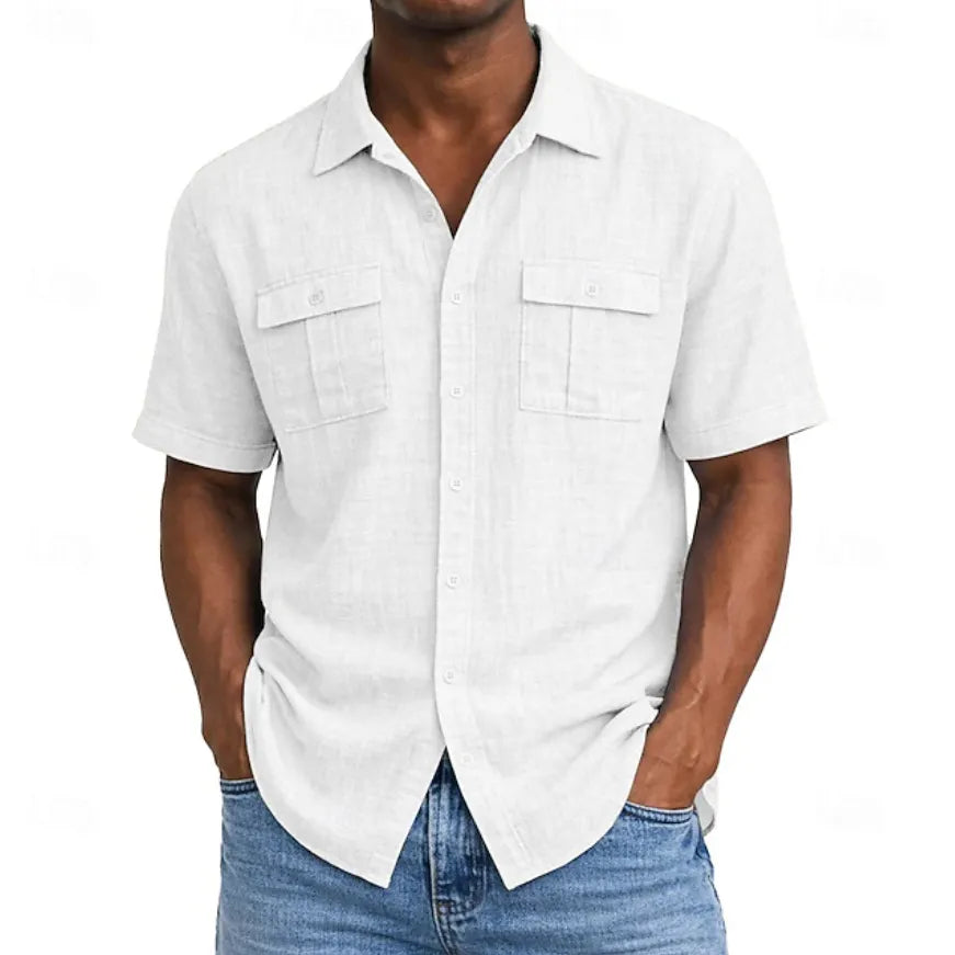Men's Shirt Linen Shirt Summer Shirt Beach Wear Button Up Shirt Solid