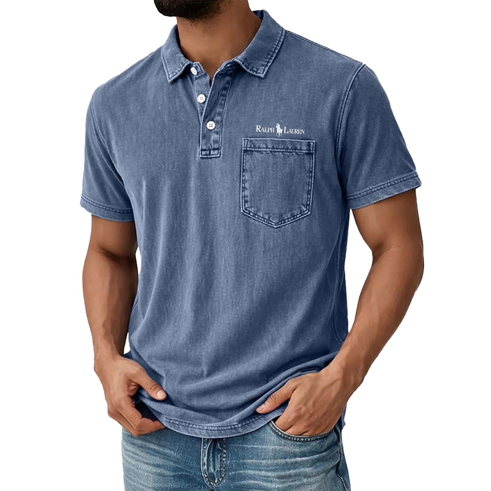 Men's Shirt Casual Shirt Denim Shirt Cotton Acid Wash Shirt