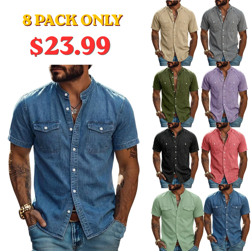 Men Shirt Casual Shirt Faded Shirt Garment Dyed Cotton Acid Wash Shirt