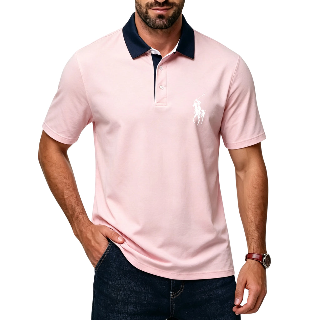 Men's Classic Polo Shirts Contrast Collar Short Sleeve Casual