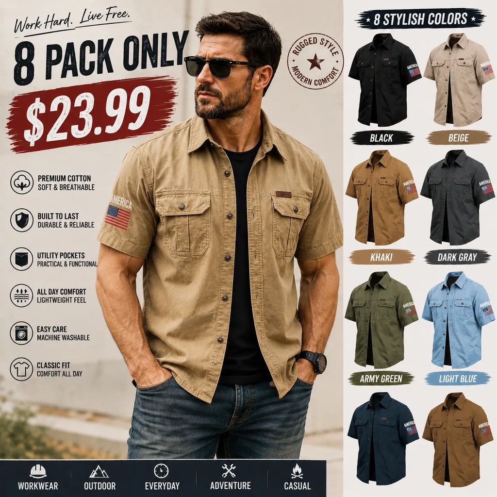 Men's 4th of July U.S. 250th Anniversary American Flag Cotton Work Shirts Western Shirt
