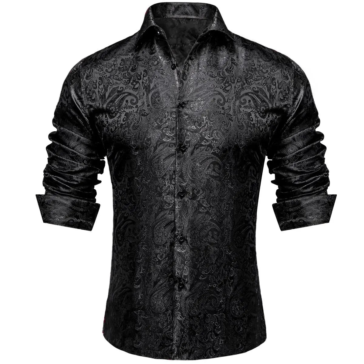 AILISUS Black Men's Paisley Shirt Business Sunscreen Anti-wrinkle Formal Shirt Button Shirt Simple Commuter Men's Summer Tops Casual Longsleeves Casual Soft Fit