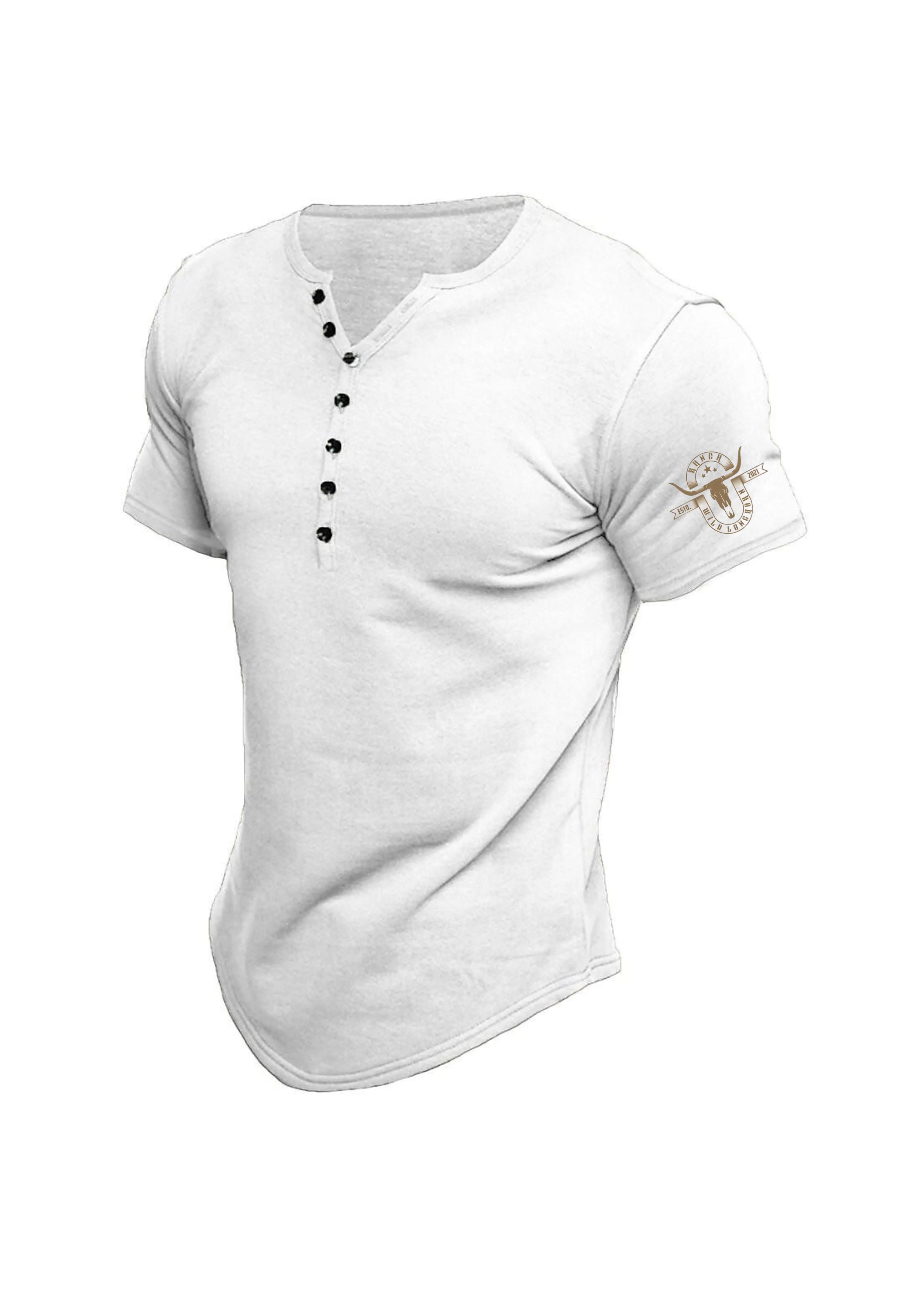 🔥Men's Henley Solid Color Casual Short Sleeve T-shirt Casual Vintage