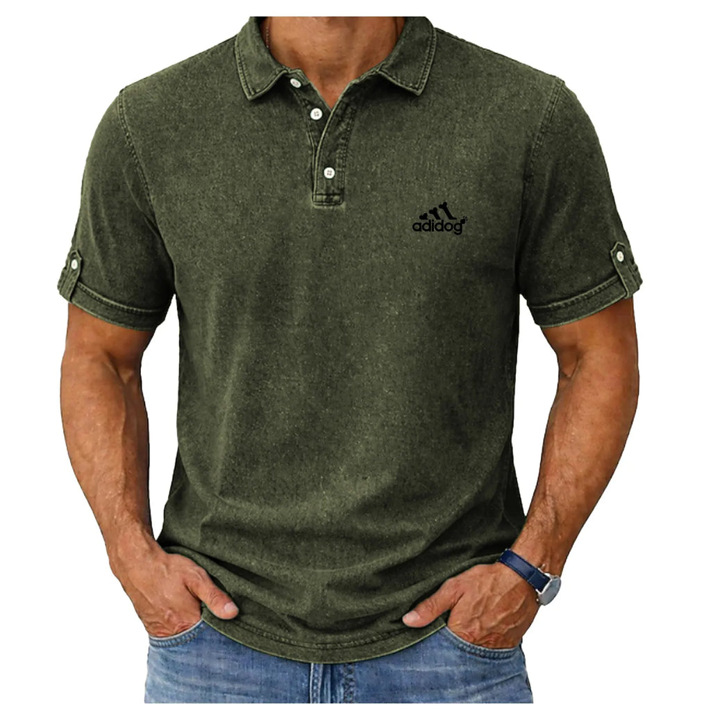 SoftFadeTM Men's Polo Shirts 100% Cotton Acid Wash Shirt Casual Holiday Lapel Short Sleeve
