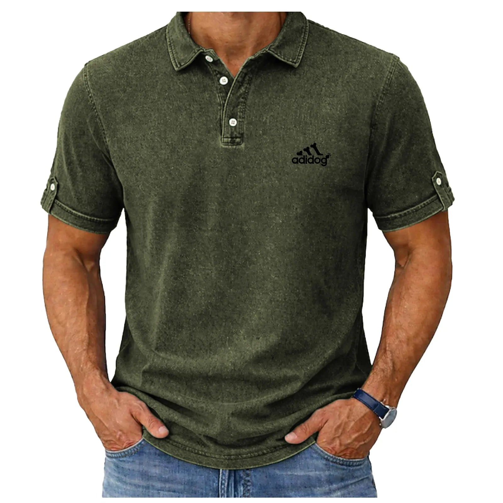 SoftFadeTM Men's Polo Shirts 100% Cotton Acid Wash Shirt Casual Holiday Lapel Short Sleeve