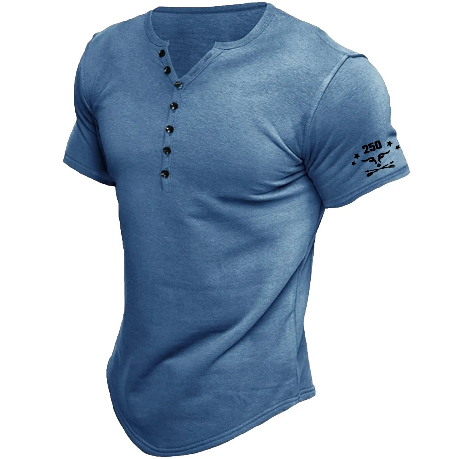 Men's T-shirt Tee Henley Top Short Sleeve Solid Color Simple Vintage Casual Button