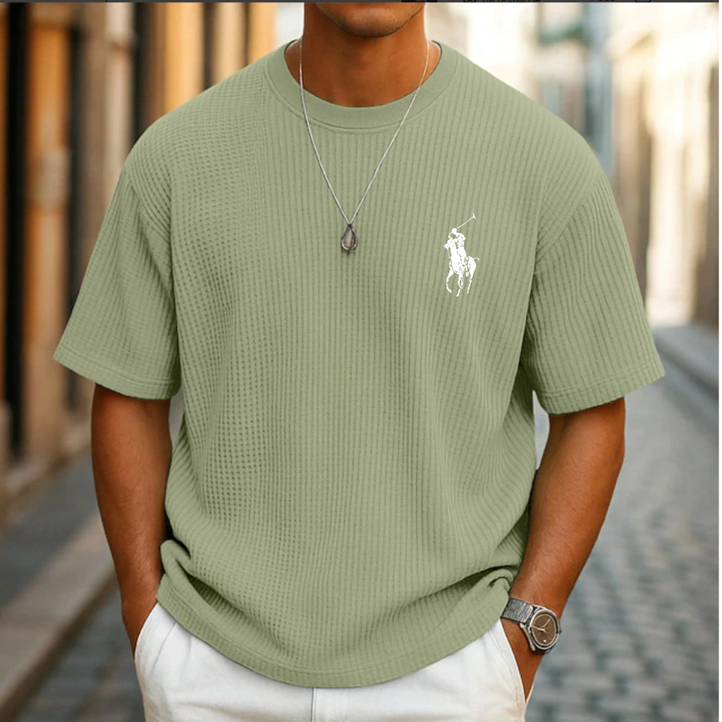 Men's Waffle T-shirt Tee Top Short Sleeve Crew Neck Summer