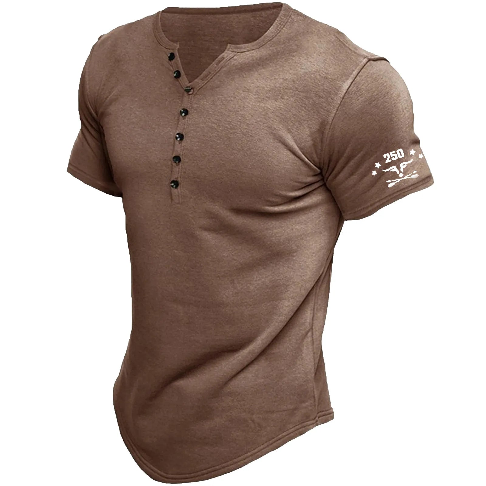 Men's T-shirt Tee Henley Top Short Sleeve Solid Color Simple Vintage Casual Button