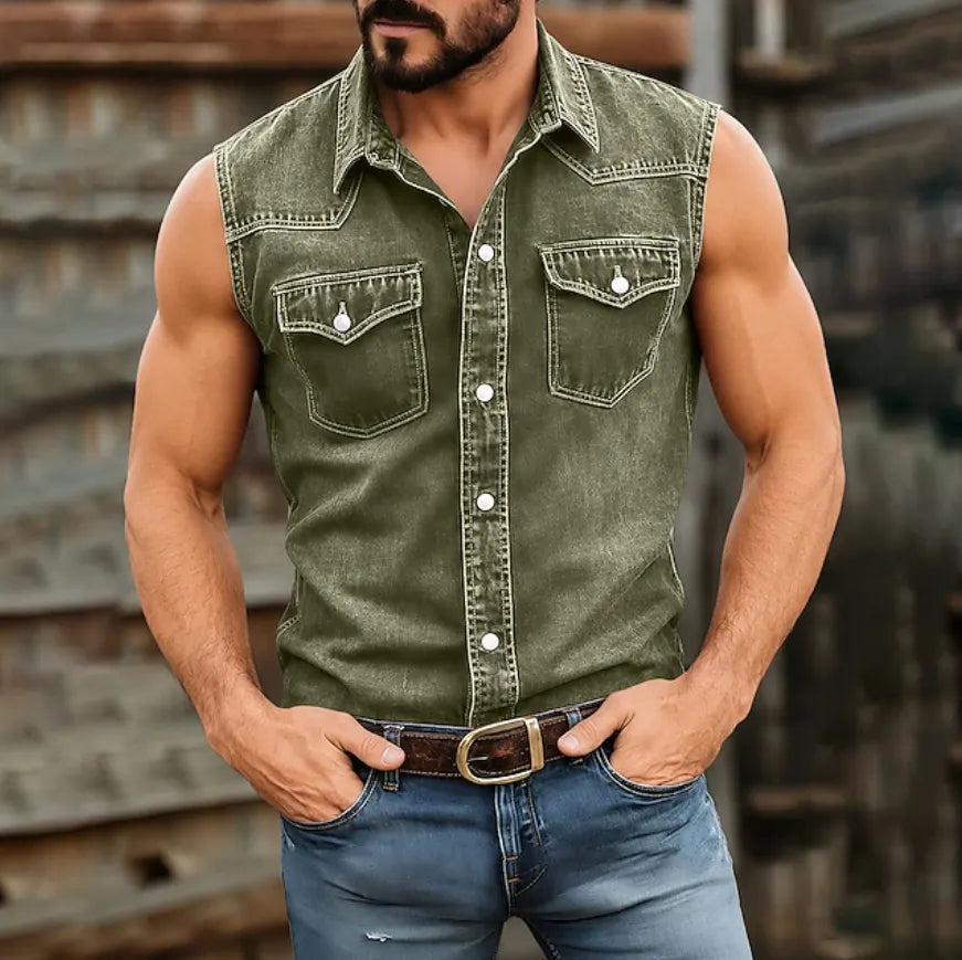 SoftFadeTM Men Shirt Casual Shirt Work Shirt Acid Wash Shirt