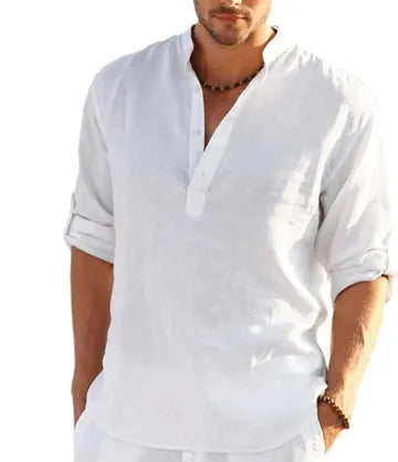 Men's hiking Henley T-shirt, outdoor quick-dry, lightweight, sweat-wicking, breathable