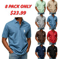 Men's solid color short-sleeve buttoned polo shirt