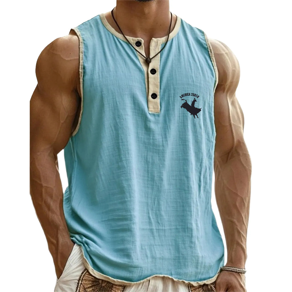 Men's Tank Top Vest Top Undershirt Sleeveless Shirt Sleeveless Henley Summer Plain