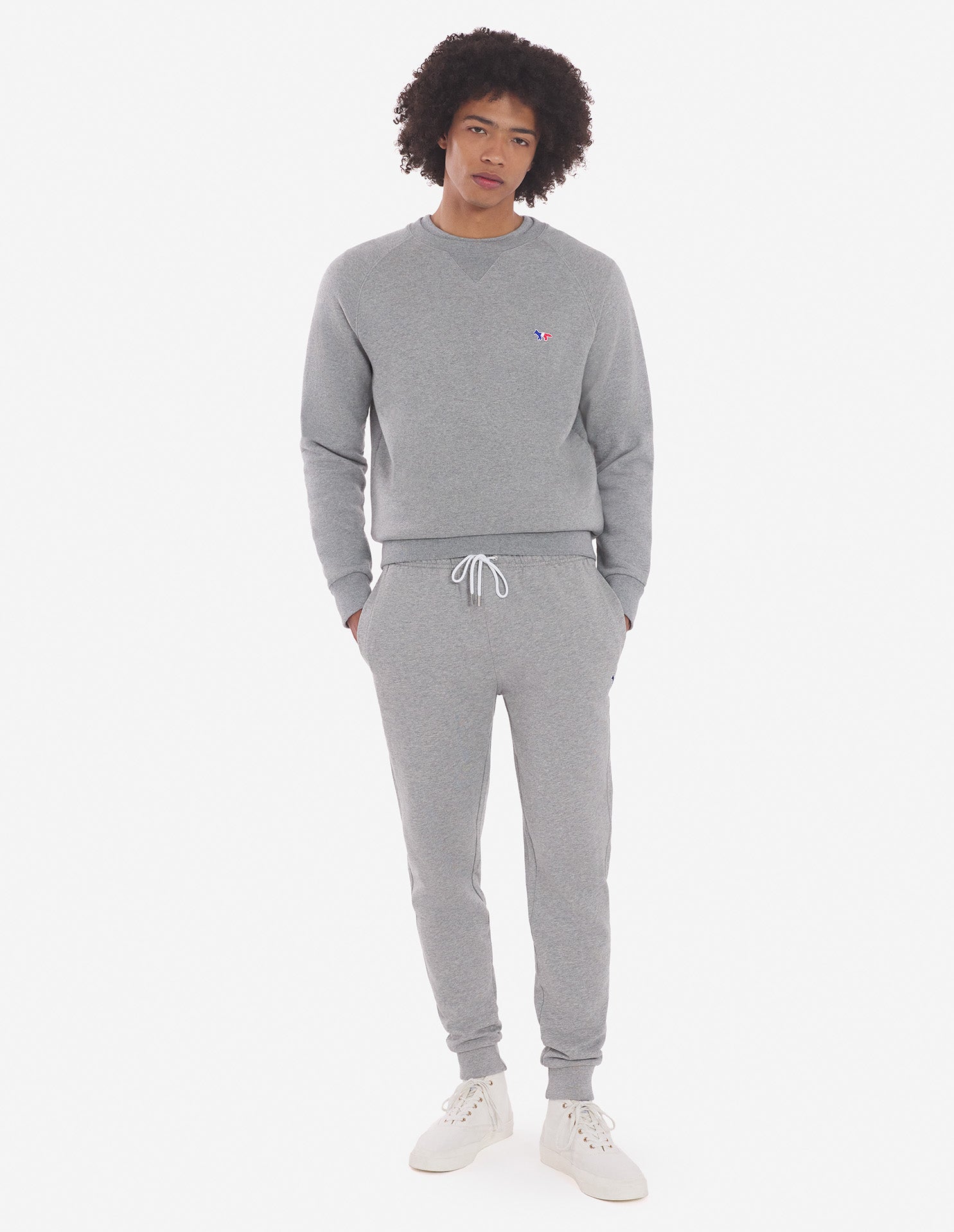 Tricolor Fox Patch Clean Sweatshirt Grey Melange