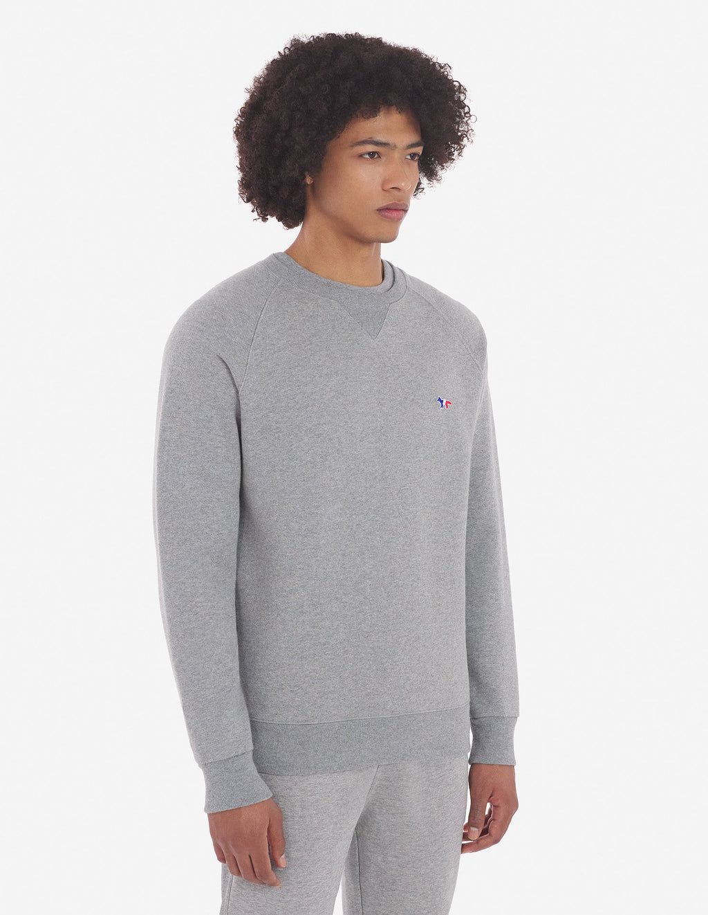 Tricolor Fox Patch Clean Sweatshirt Grey Melange