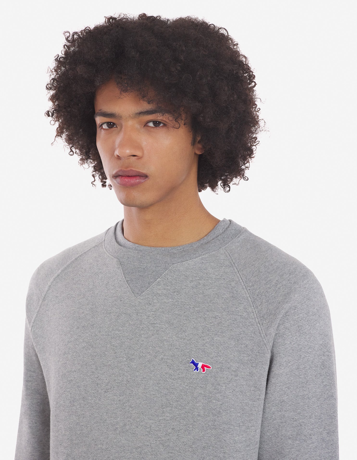 Tricolor Fox Patch Clean Sweatshirt Grey Melange
