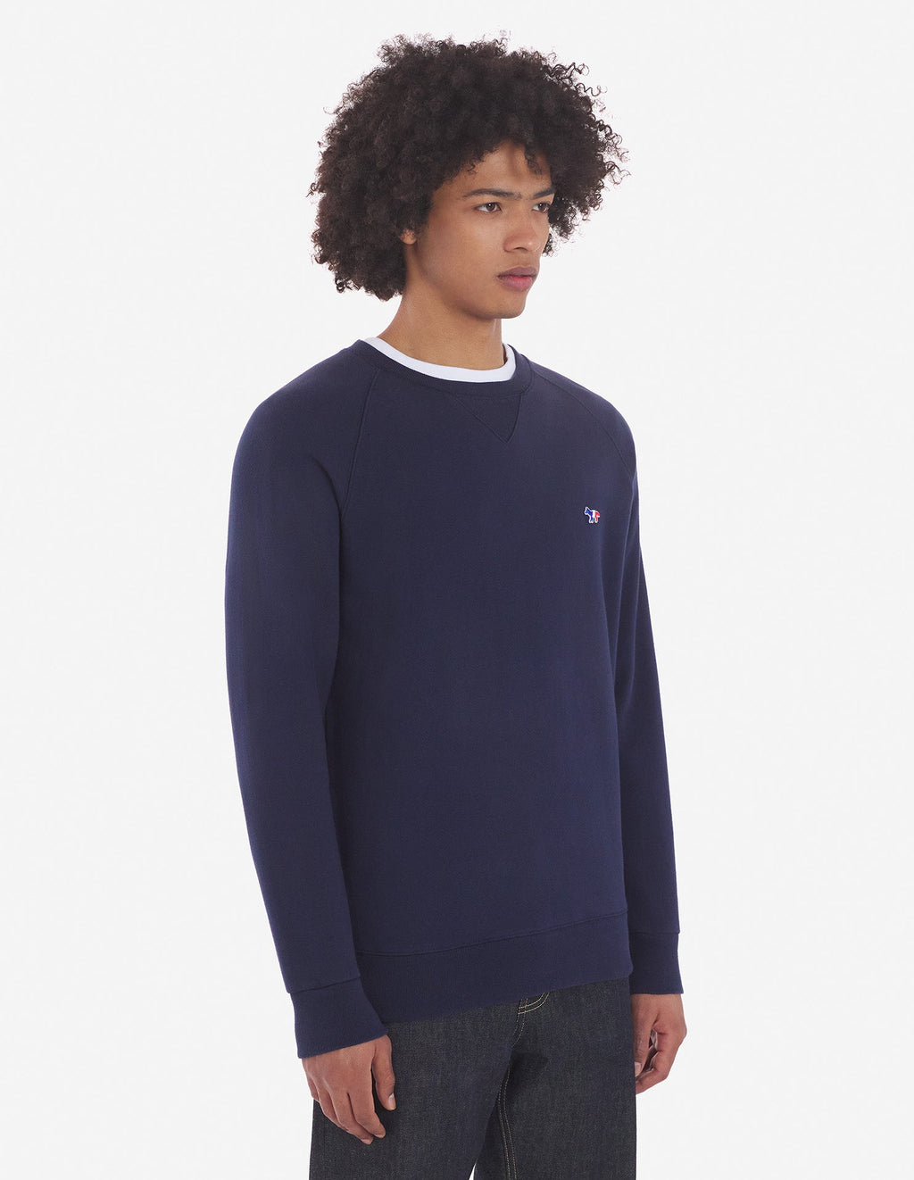 Tricolor Fox Patch Clean Sweatshirt Navy