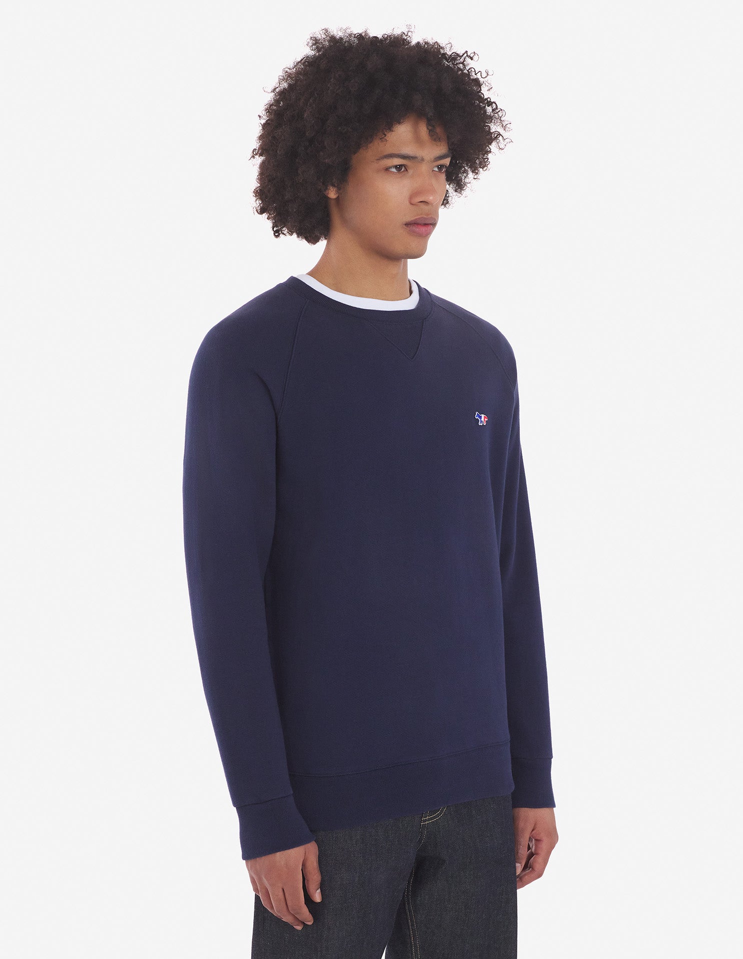 Tricolor Fox Patch Clean Sweatshirt Navy