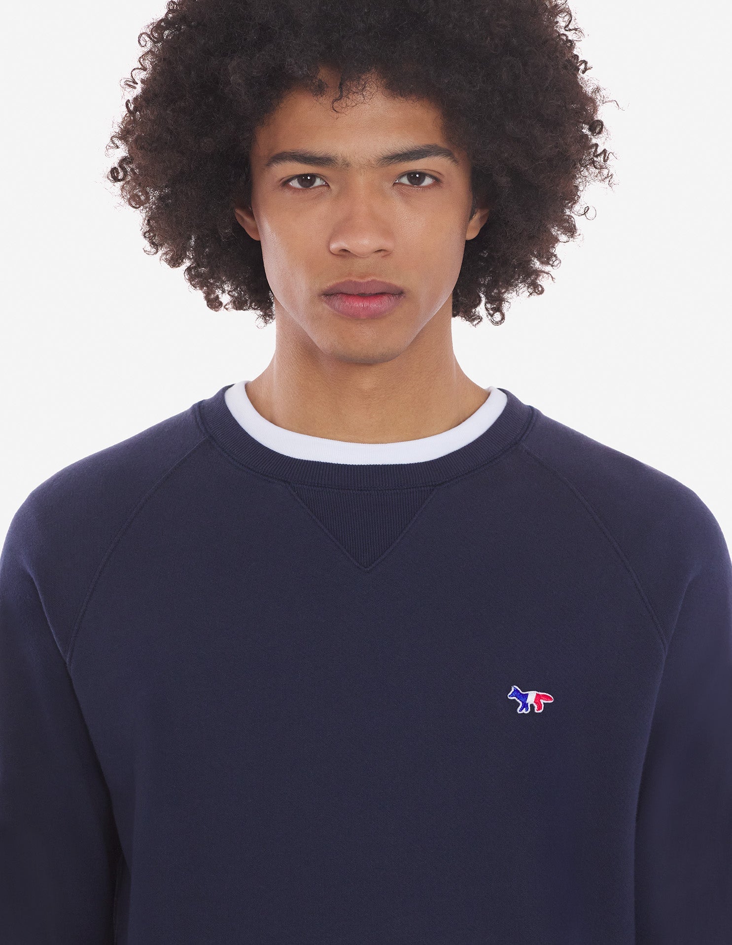 Tricolor Fox Patch Clean Sweatshirt Navy