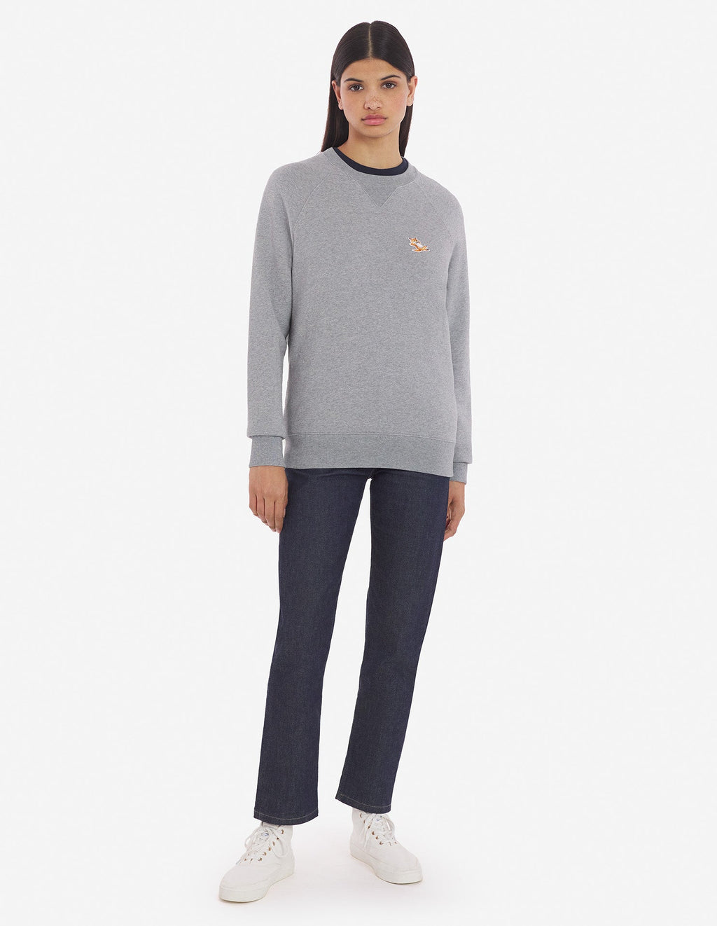 Unisex Chillax Fox Patch Classic Sweatshirt Grey Melange