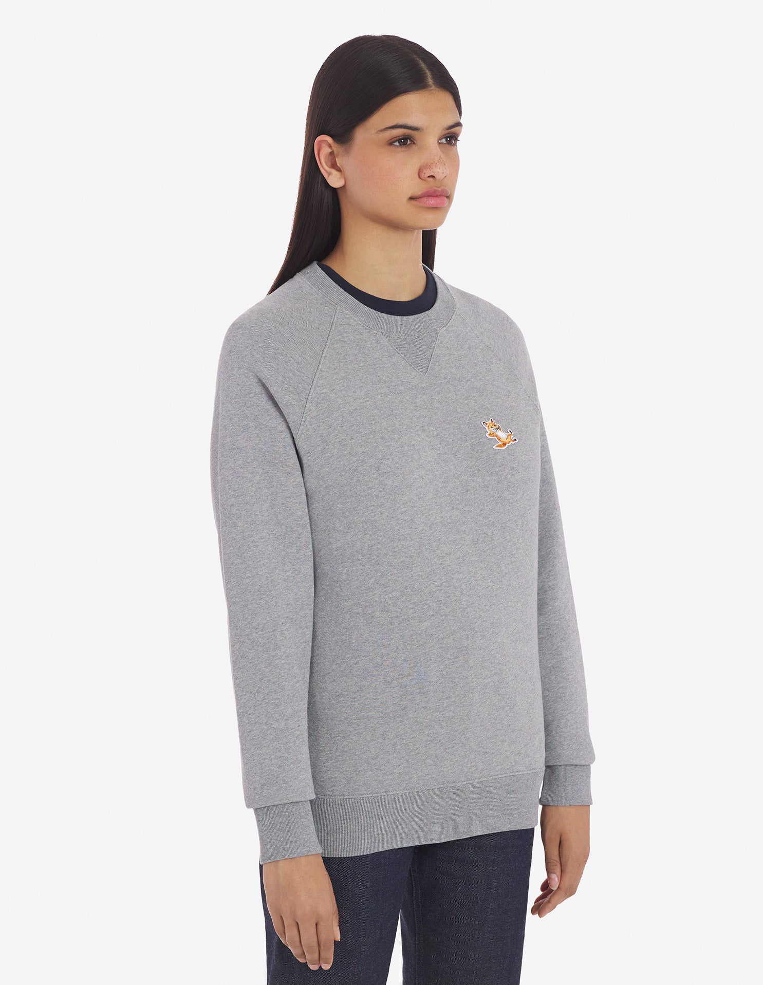 Unisex Chillax Fox Patch Classic Sweatshirt Grey Melange