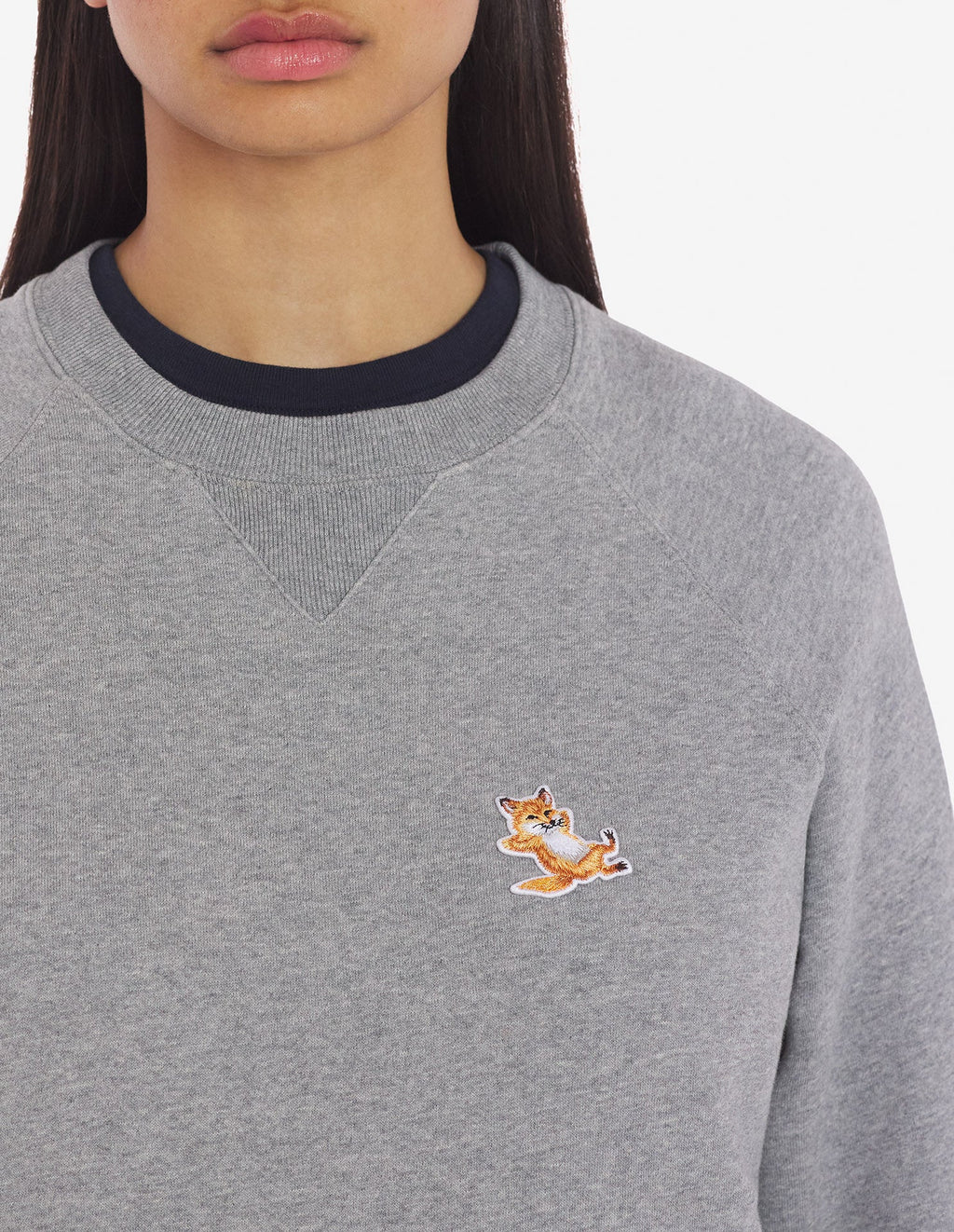 Unisex Chillax Fox Patch Classic Sweatshirt Grey Melange