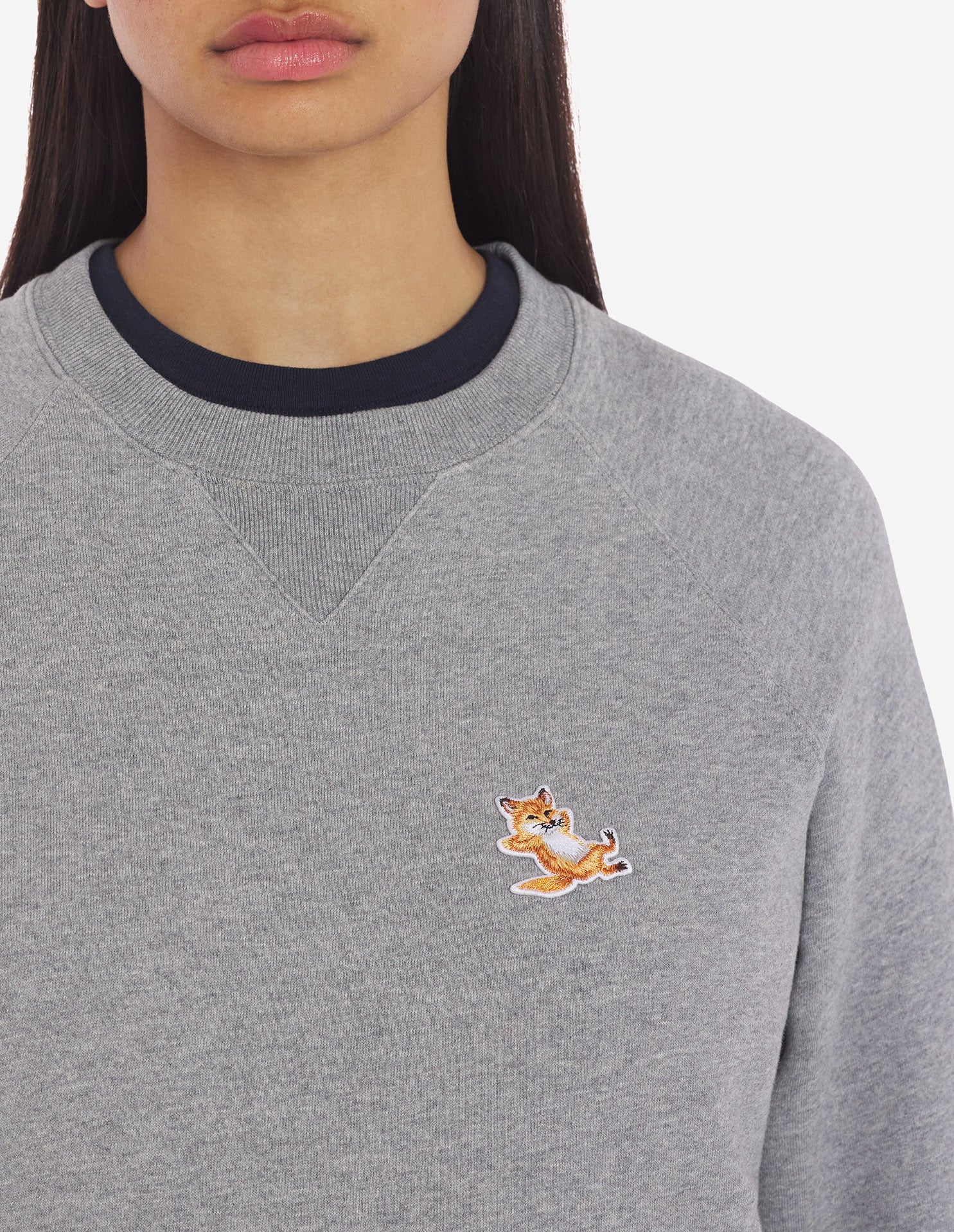 Unisex Chillax Fox Patch Classic Sweatshirt Grey Melange