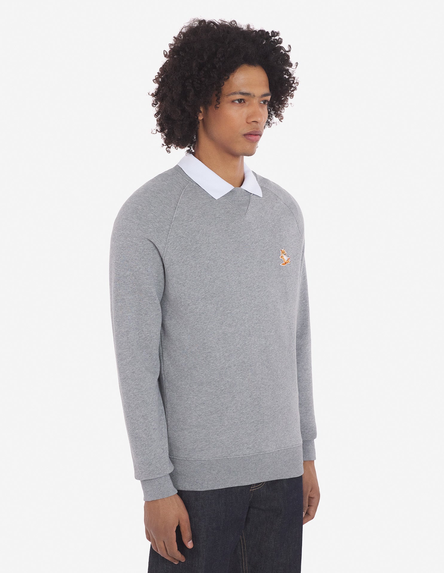 Unisex Chillax Fox Patch Classic Sweatshirt Grey Melange