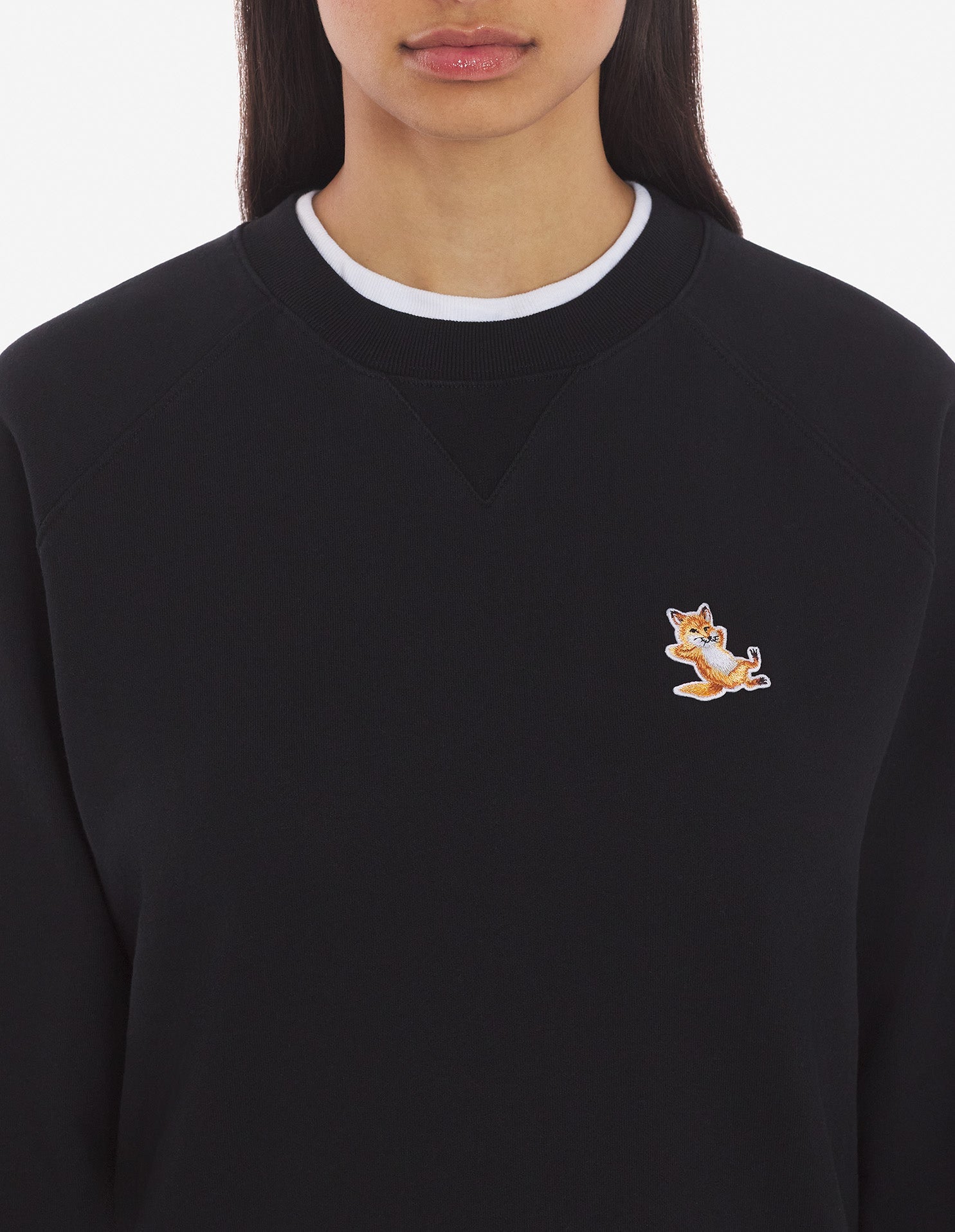 Unisex Chillax Fox Patch Classic Sweatshirt Black