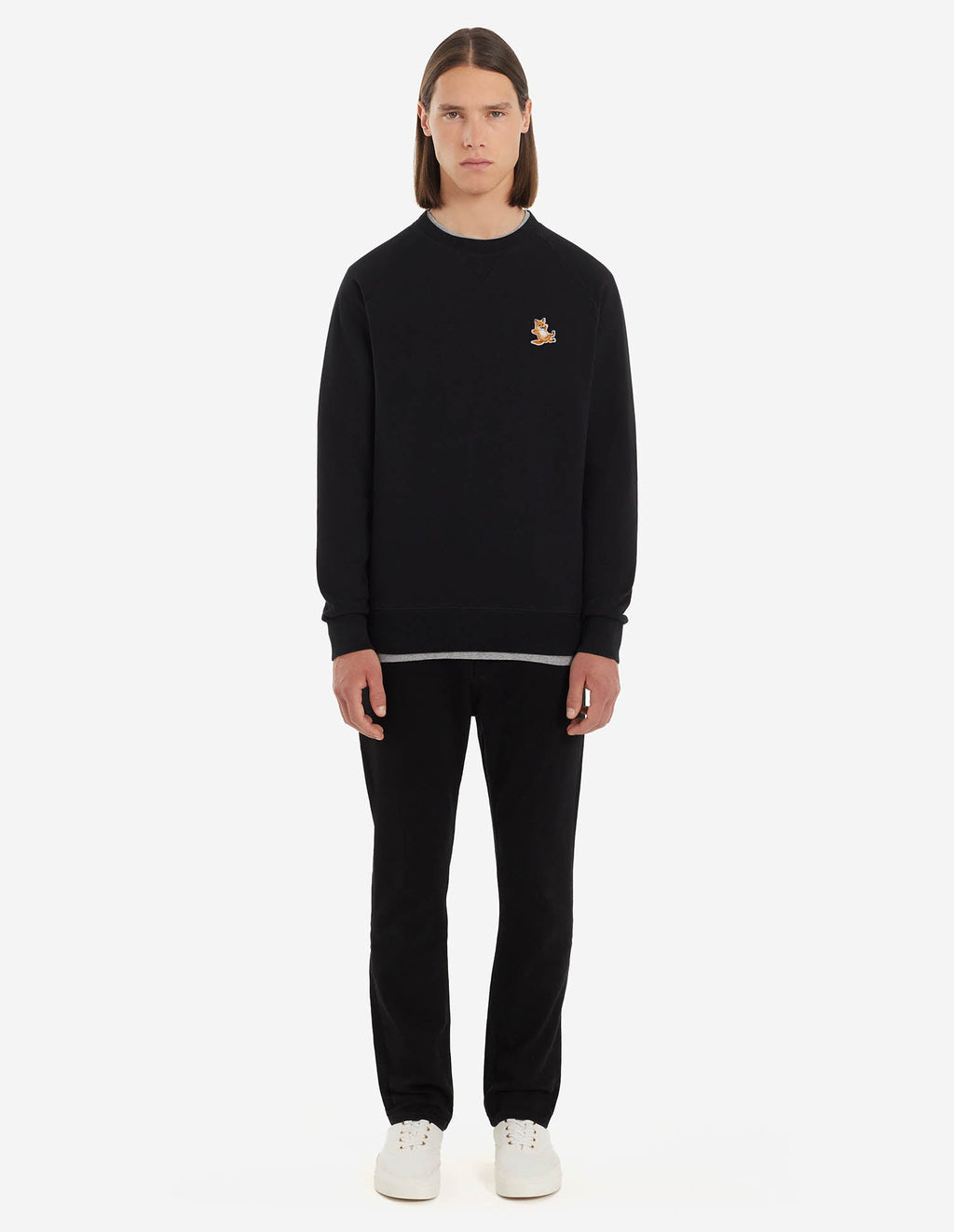 Unisex Chillax Fox Patch Classic Sweatshirt Black