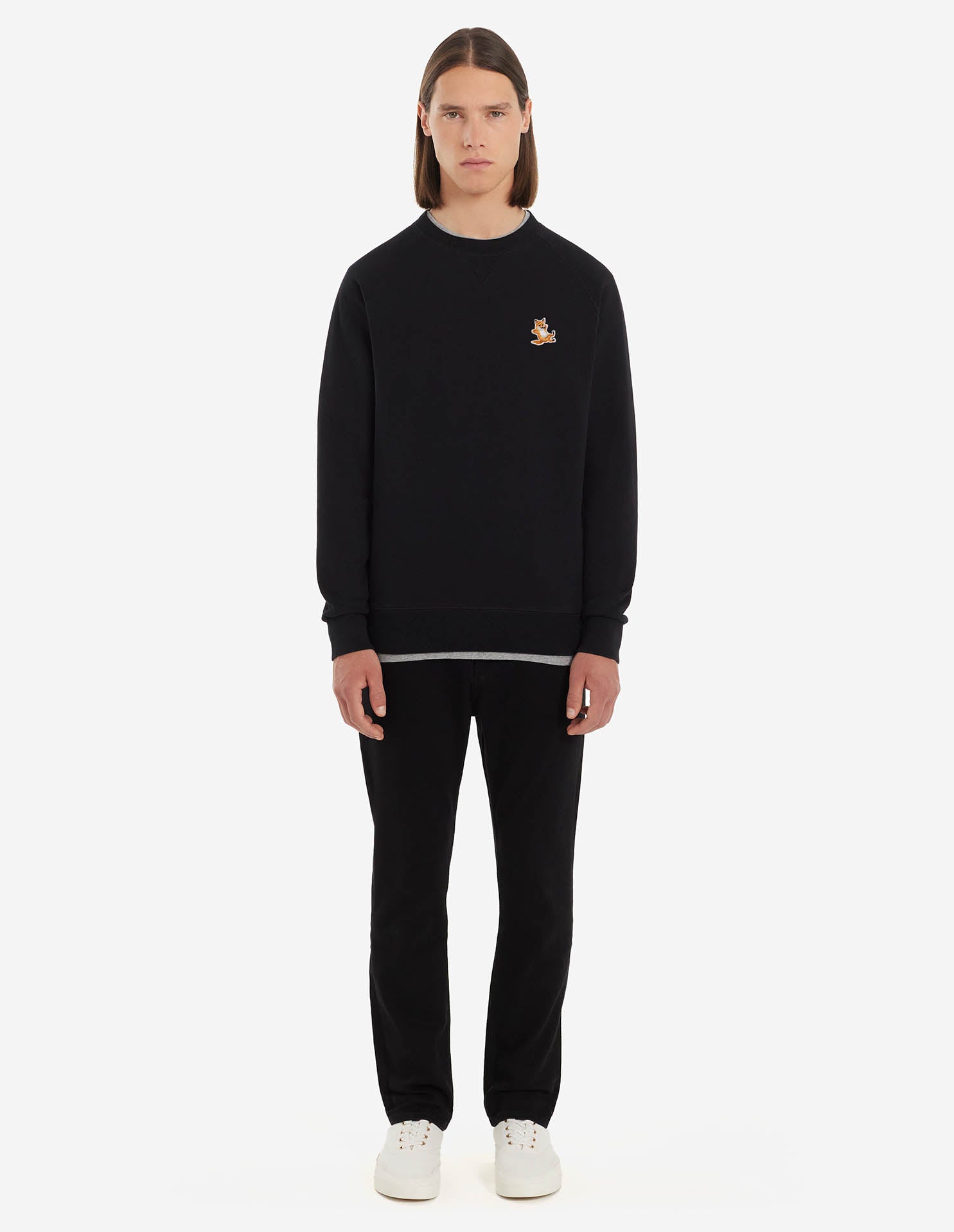 Unisex Chillax Fox Patch Classic Sweatshirt Black