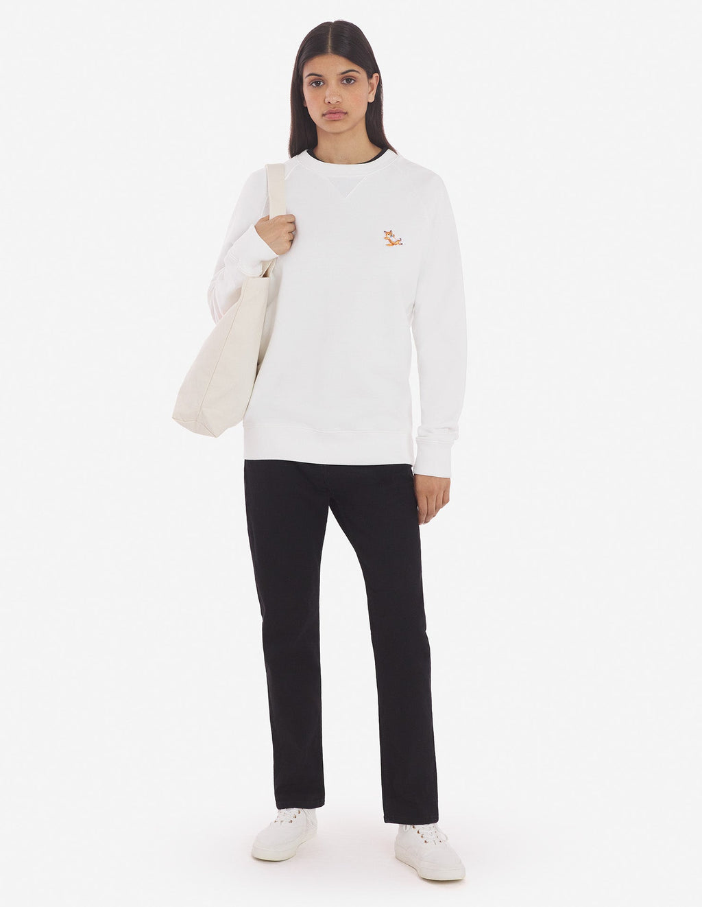 Unisex Chillax Fox Patch Classic Sweatshirt Ecru
