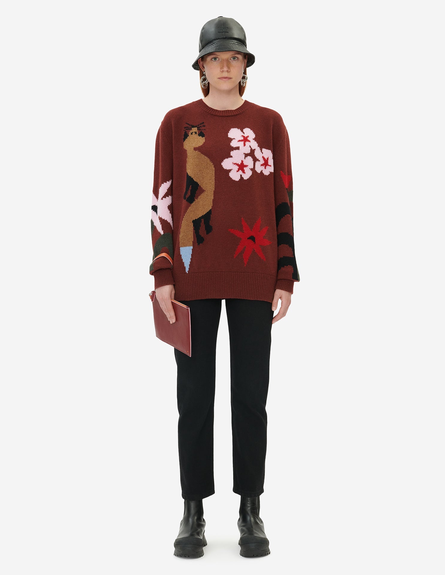 BILL REBHOLZ JACQUARD PULLOVER WINE LEES