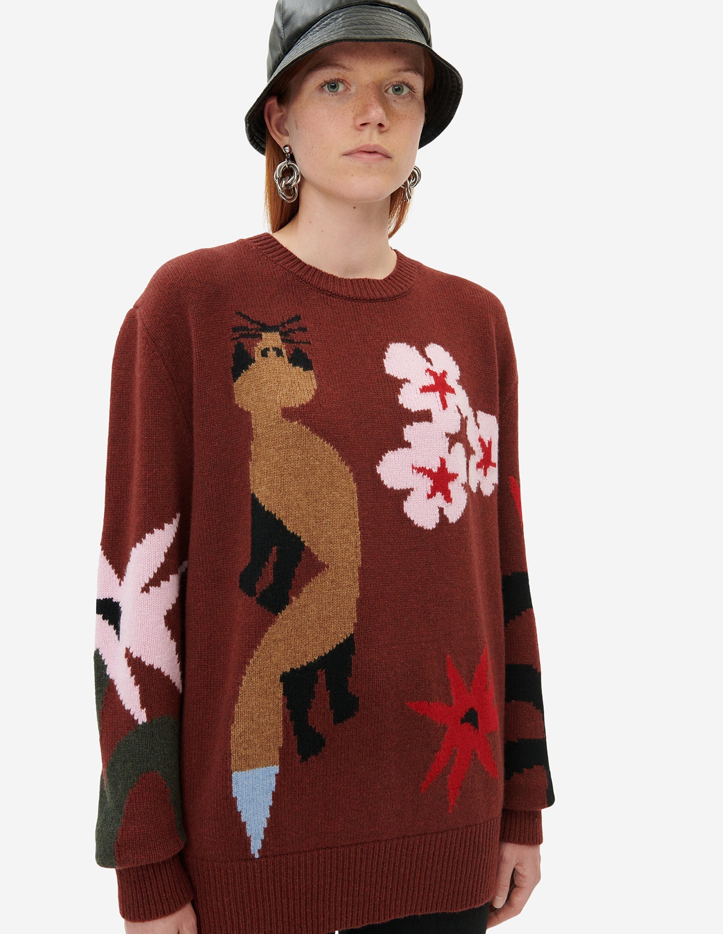 BILL REBHOLZ JACQUARD PULLOVER WINE LEES