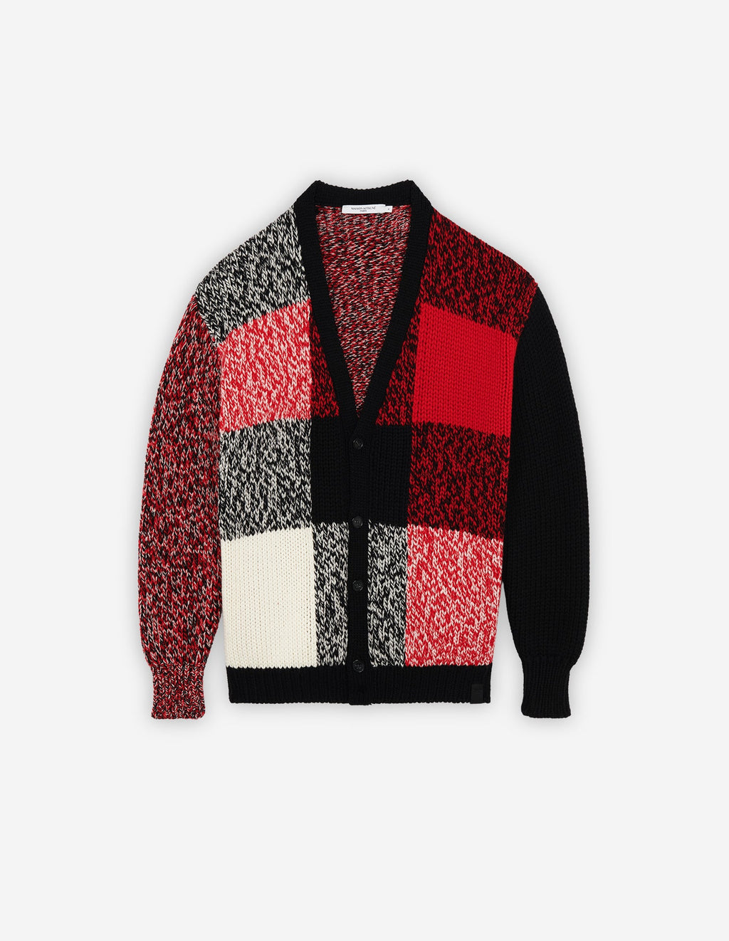 MOULINE CHECK CARDIGAN BLACK RED CHECK