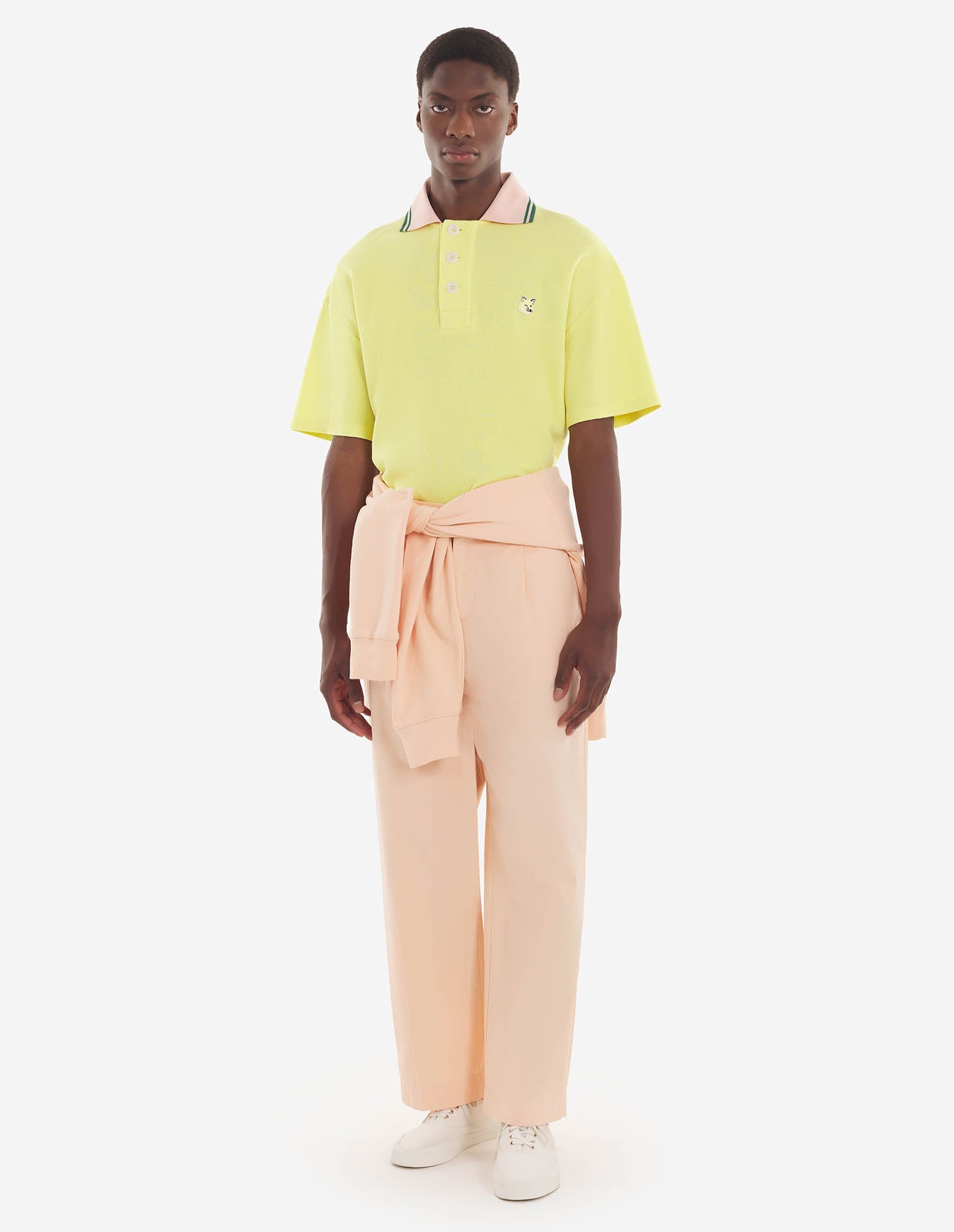 Tonal Fox Head Patch Polo Lemon