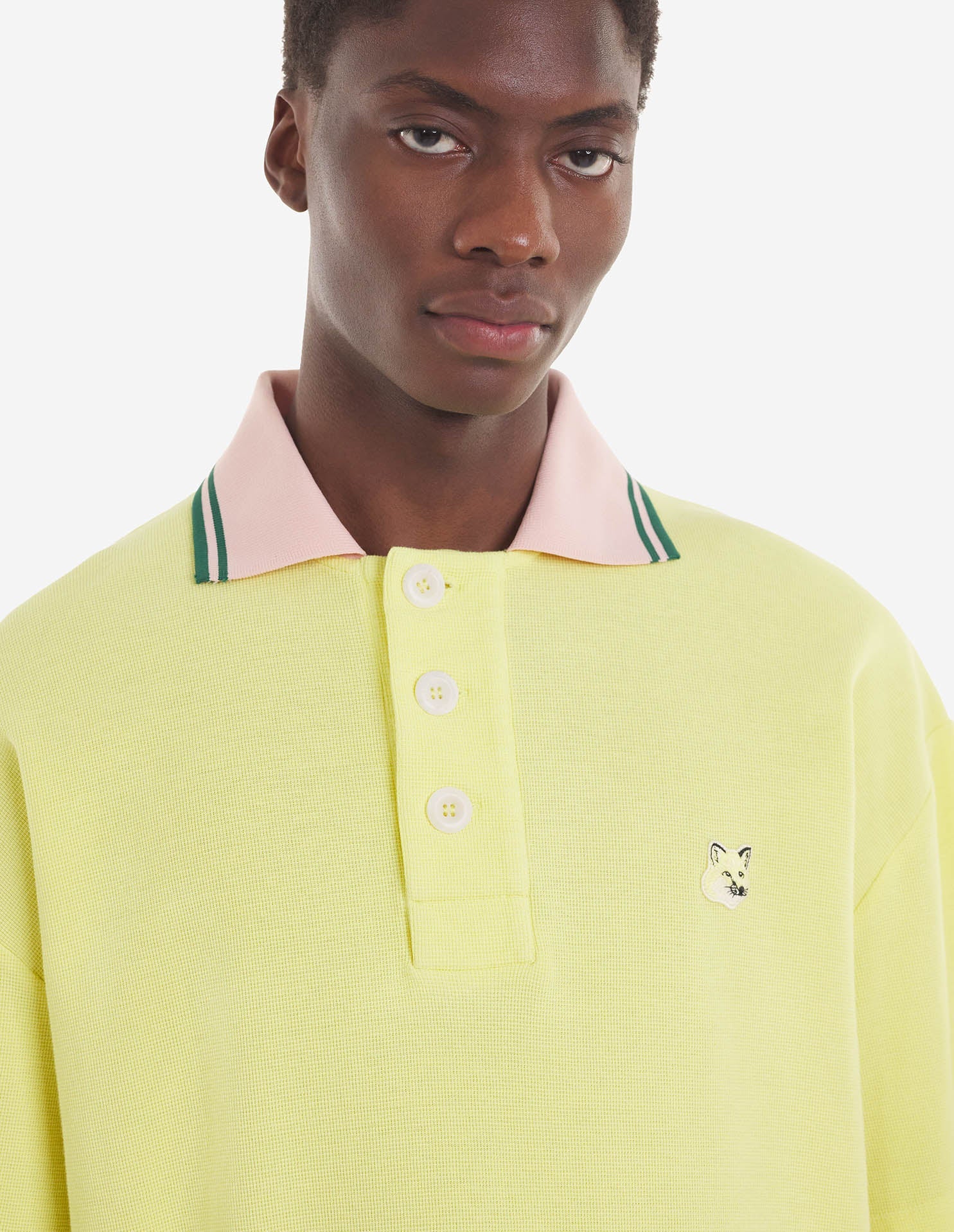 Tonal Fox Head Patch Polo Lemon