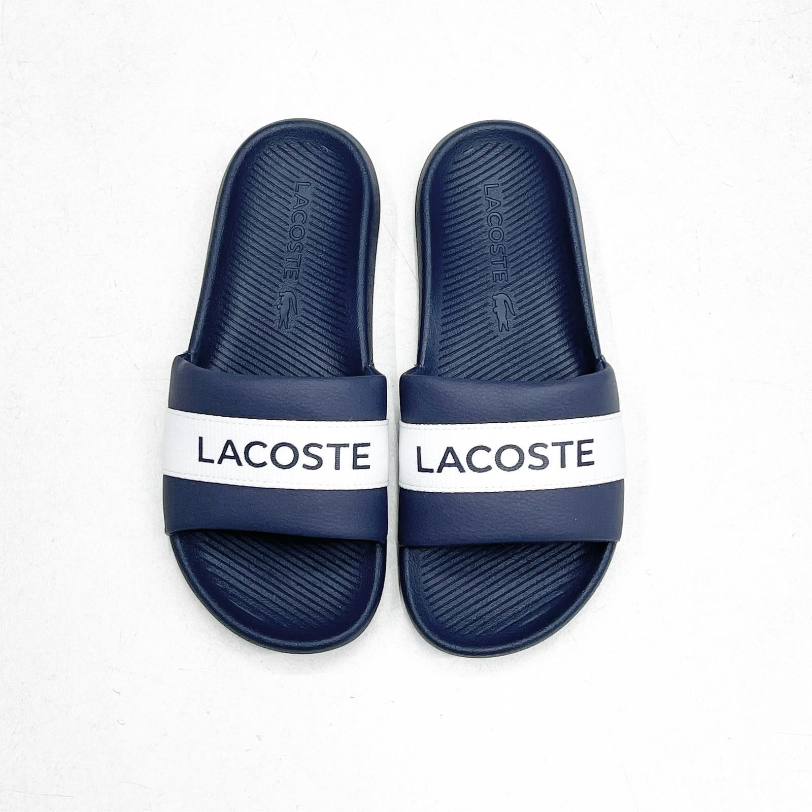 Lacoste Men’s Logo Slides Navy/White