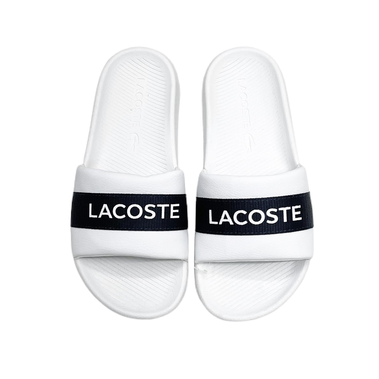 Lacoste Men’s Logo Slides White/Navy
