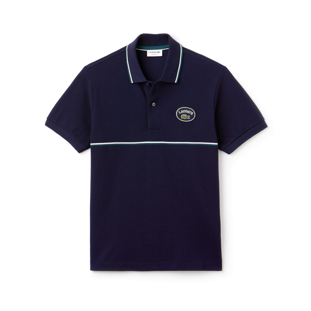 LACOSTE (Men's Navy Regular Fit Striped Accents Polo)