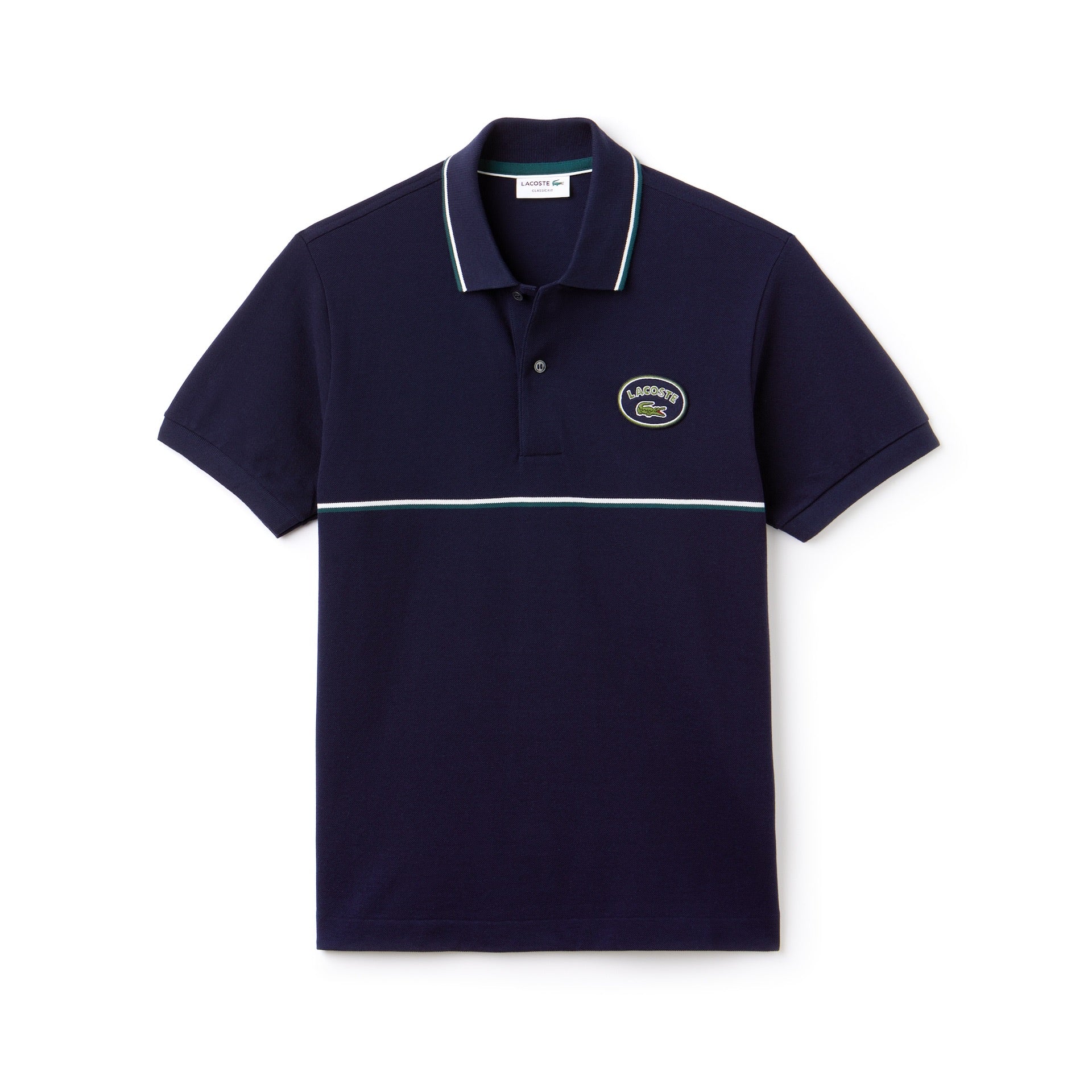LACOSTE (Men's Navy Regular Fit Striped Accents Polo)