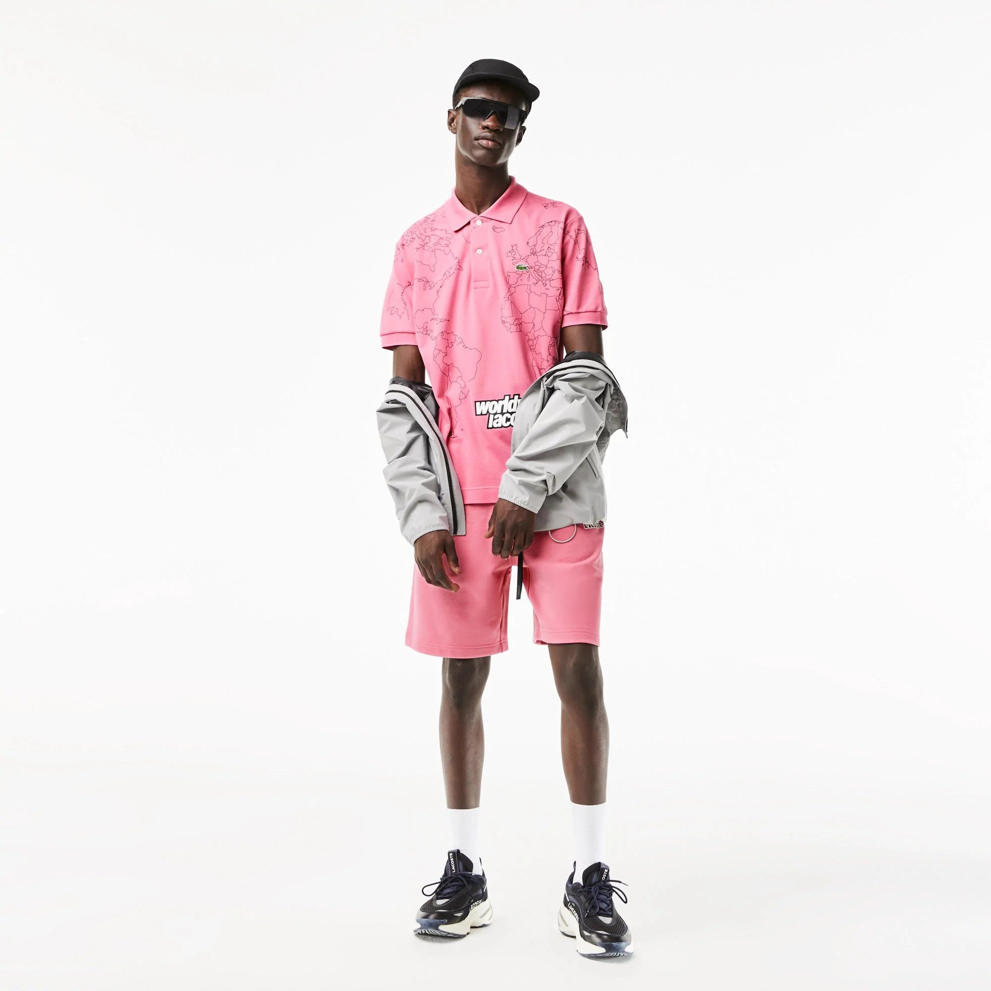 lacoste (Pink original 12 Planisphere button up Polo)