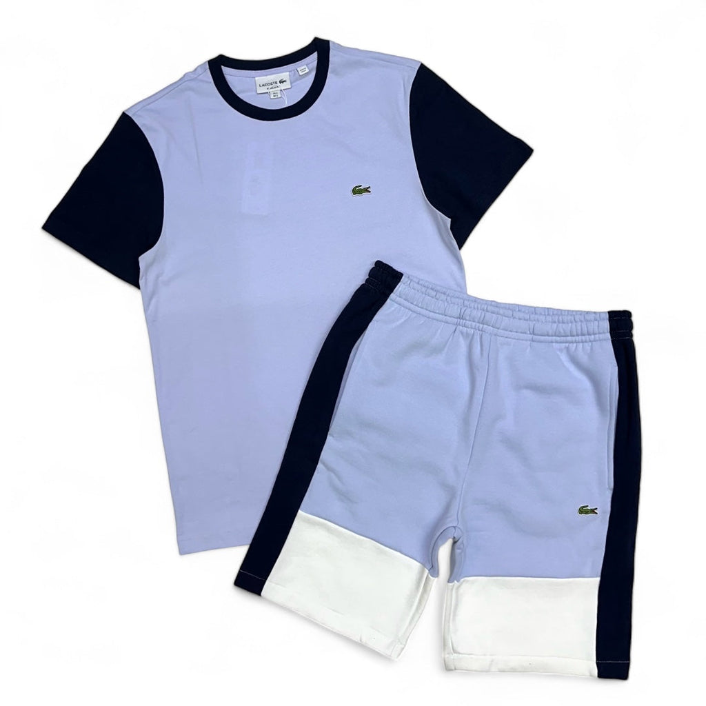 Lacoste (Light Blue/Navy Blue Colorblock Short Set)
