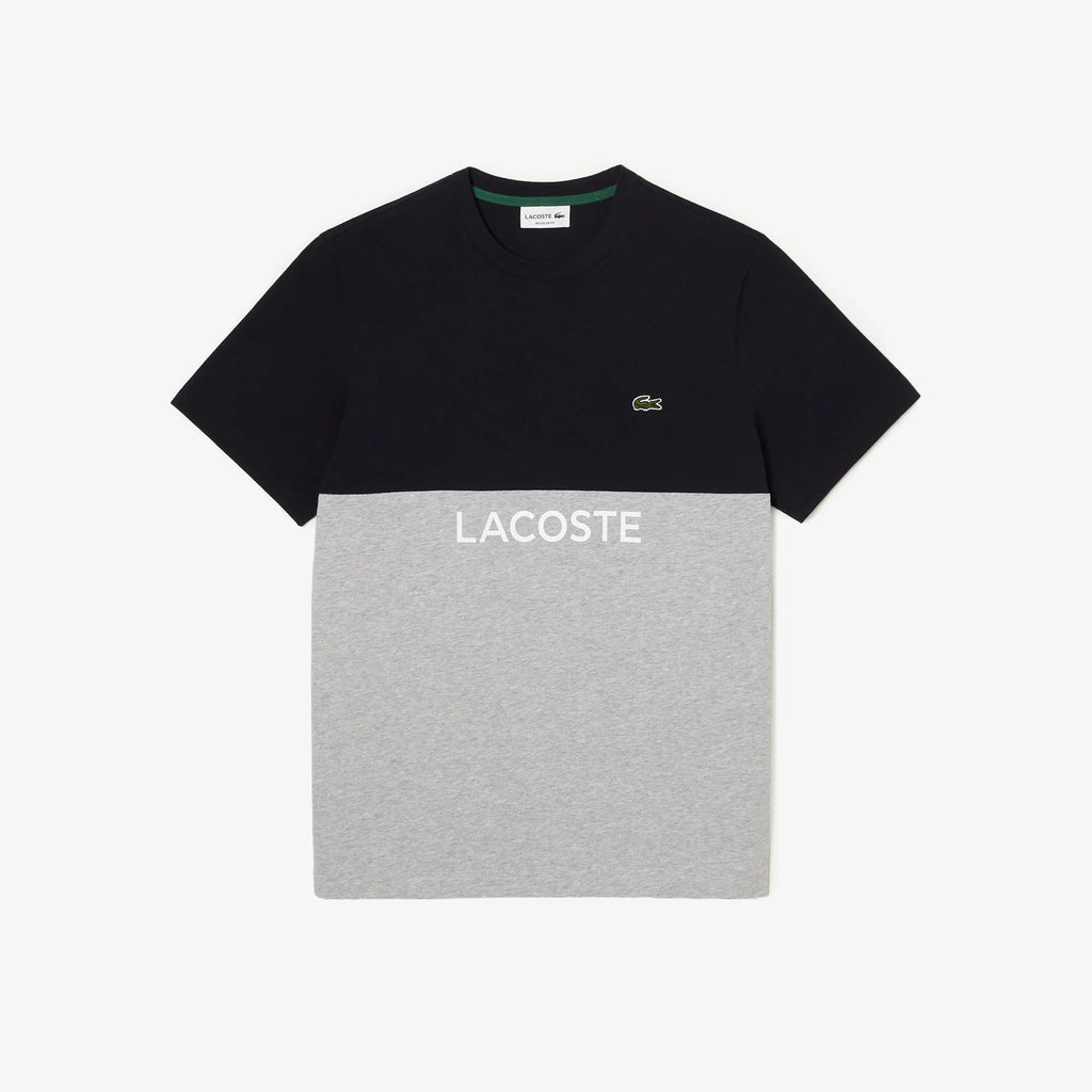 Lacoste (Men's Navy regular fit cotton jersey colorblock t-shirt)