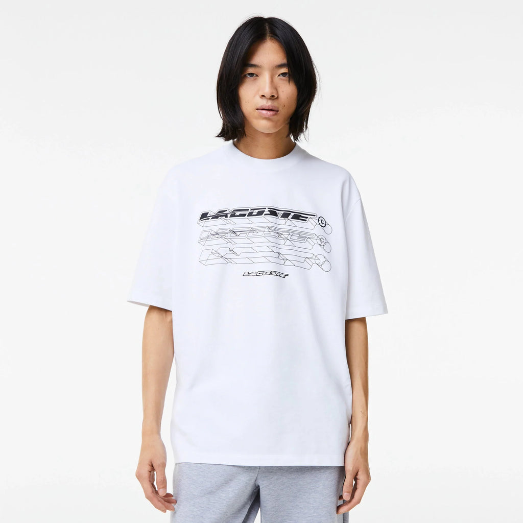 Lacoste (Men's white loose fit organic cotton t-shirt)