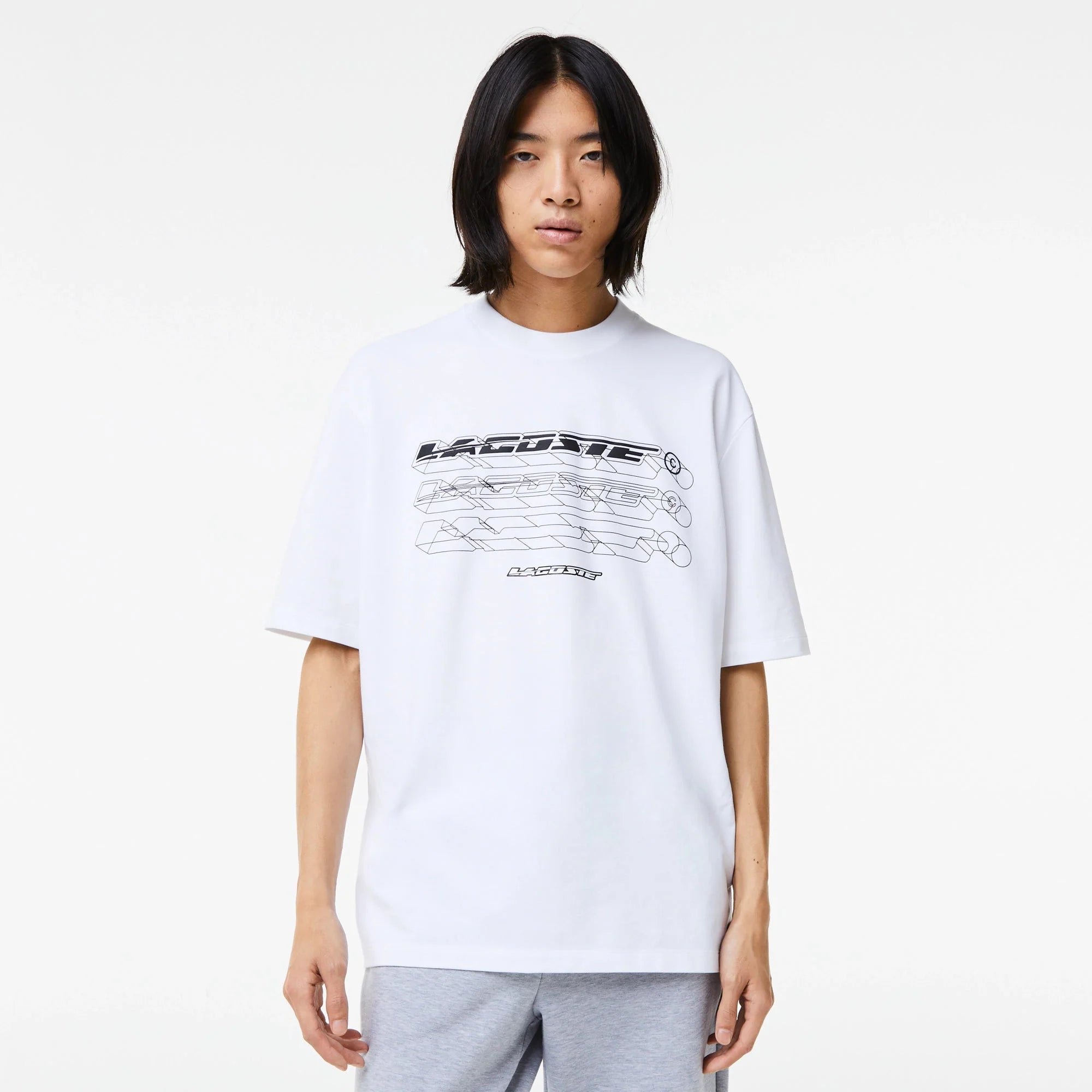 Lacoste (Men's white loose fit organic cotton t-shirt)