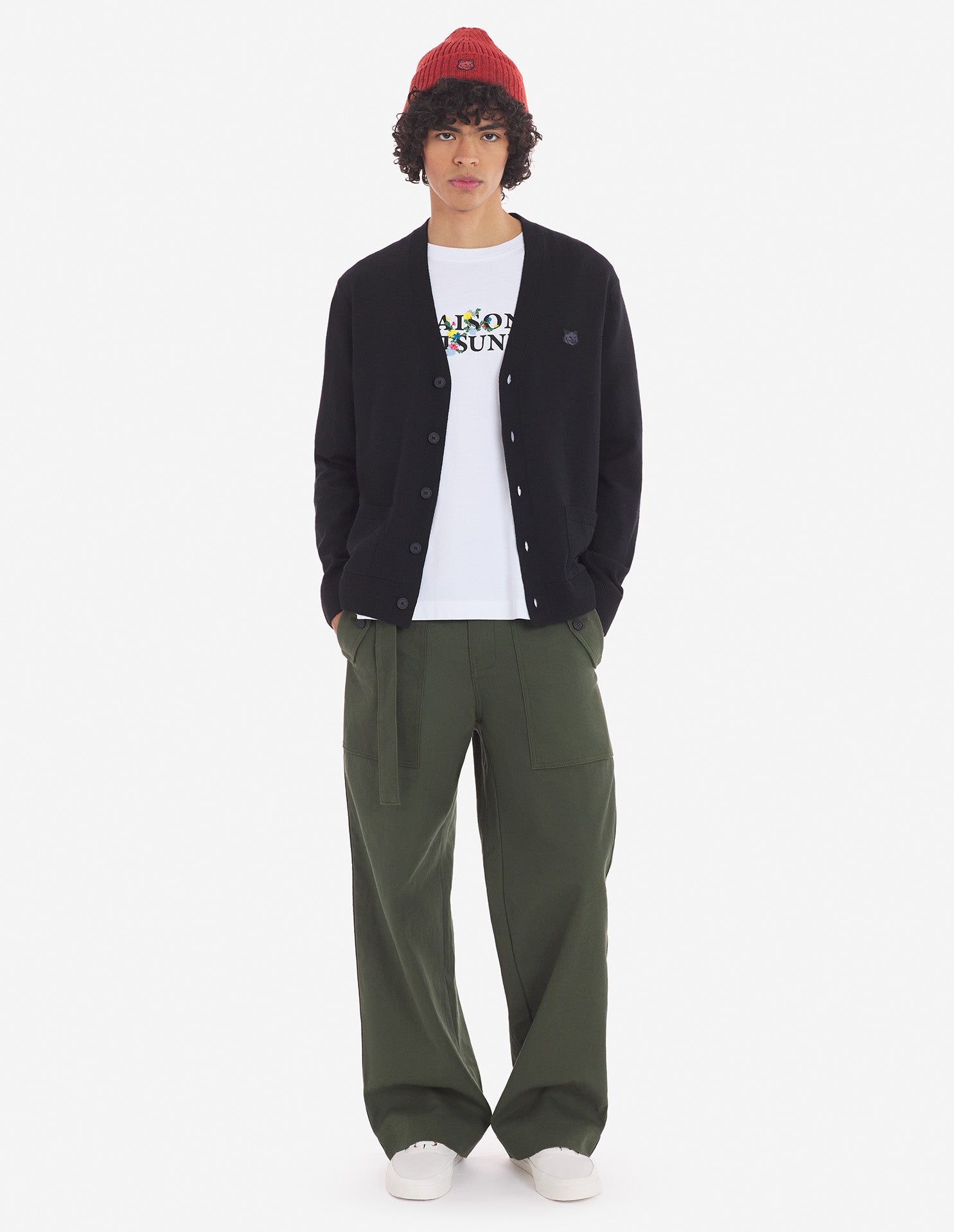 Bold Fox Head Patch Regular Cardigan Black